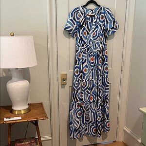 Blue and White Patterned Women's Dress